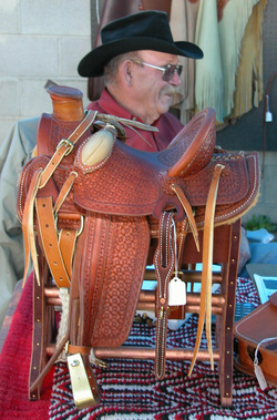 Bill Maupin and a miniature saddle